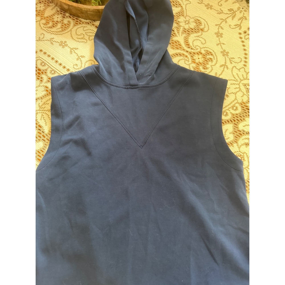SSCO Womens Sleeveless Hoodie Navy Blue Athletic Vest Top Small